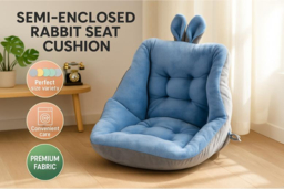 Warm Rabbit Ears Semi-Enclosed Polyester/Cotton Lumbar Support Seat Cushion - Machine Washable, 40x40cm, Cosy Pastel Home Décor - thumbnail 6