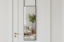 Sleek White Metal Frame Over-the-Door Full Length Mirror, Easy Install - thumbnail 2