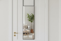 Sleek White Metal Frame Over-the-Door Full Length Mirror, Easy Install - thumbnail 2