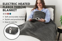 Electric Heated Fleece Throw Blanket - Machine Washable, Grey Double Flannel, Large or XL - thumbnail 6