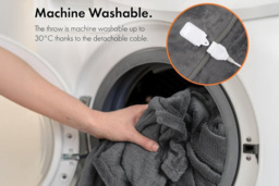 Electric Heated Fleece Throw Blanket - Machine Washable, Grey Double Flannel, Large or XL - thumbnail 4
