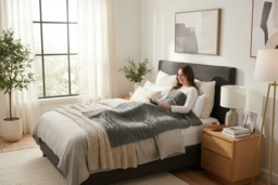 Electric Heated Fleece Throw Blanket - Machine Washable, Grey Double Flannel, Large or XL - thumbnail 2