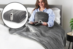Electric Heated Fleece Throw Blanket - Machine Washable, Grey Double Flannel, Large or XL - thumbnail 7