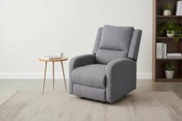 PRICE DROP! Single Linen Upholstered Recliner Armchair with Massage & Heat Function - Grey - thumbnail 4