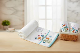 Embroidered Turkish Cotton Bathroom Towels - 100% Cotton, 550gsm, Quick-Dry, Machine Washable - thumbnail 5