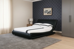 PRICE DROP! Malorie Modern Faux Leather Bed Frame & Sturdy Base - Easy Assembly - thumbnail 1