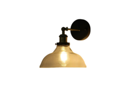 Industrial 1-Light Sconce with Antique Brass Arm and Clear Glass Shade - thumbnail 7