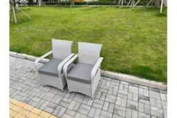 Light Grey PE Rattan 6-Seater Dining Set - Weather-Resistant, Modern Garden Furniture - thumbnail 3