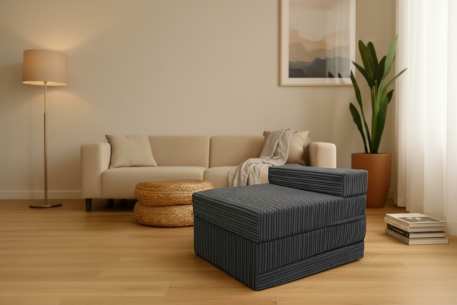 2-in-1 Jumbo Cord Fabric Z Chair Bed & Sofa - Modern Foldable Guest Seating (4 Colours) - image 1