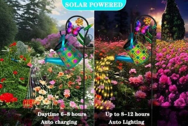 Solar LED Watering Can Fairy Lights - Weatherproof Outdoor Garden Lighting - image 1