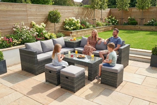 8-Seater Weather-Resistant Rattan Corner Dining Set - PE Rattan, Modern Outdoor Sofa - image 1