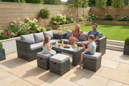 8-Seater Weather-Resistant Rattan Corner Dining Set - PE Rattan, Modern Outdoor Sofa - thumbnail 5