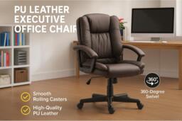 Ergonomic PU Leather Gaming Chair - Esports Executive Recliner, Adjustable Height, 360° Swivel, 120kg Racing Style Seat - thumbnail 2