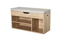 Grey MDF Storage Ottoman Bench - Contemporary Shoe & Accessory Organiser for Living Room - thumbnail 1