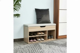 Grey MDF Storage Ottoman Bench - Contemporary Shoe & Accessory Organiser for Living Room - thumbnail 2