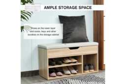 Grey MDF Storage Ottoman Bench - Contemporary Shoe & Accessory Organiser for Living Room - thumbnail 4