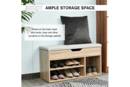 Grey MDF Storage Ottoman Bench - Contemporary Shoe & Accessory Organiser for Living Room - thumbnail 8