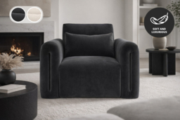 Rose Velvet Upholstered Armchair - Beige or Charcoal - thumbnail 6