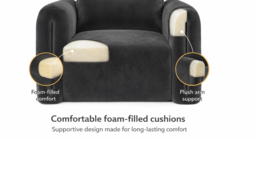 Rose Velvet Upholstered Armchair - Beige or Charcoal - thumbnail 8
