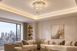 Round Ceiling Light with Crystal Pendant - thumbnail 6