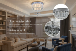Round Ceiling Light with Crystal Pendant - thumbnail 7