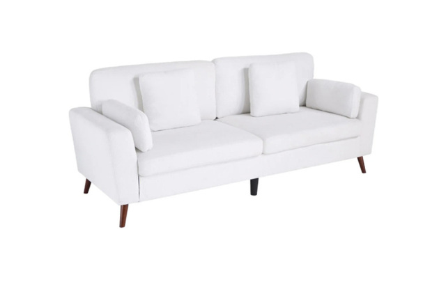 PRICE DROP! Chenille Upholstered 2-Seater Sofa with Cushions - White - image 1