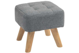 PRICE DROP! Tufted Grey Linen-Feel Footstool - Compact Ottoman, 110kg Capacity, Wood Legs - thumbnail 5