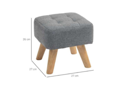 PRICE DROP! Tufted Grey Linen-Feel Footstool - Compact Ottoman, 110kg Capacity, Wood Legs - thumbnail 7