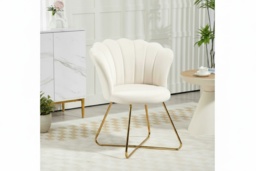 Velvet Accent Chair - Lotus Petal Scalloped Back, Steel Legs, 120kg Capacity - thumbnail 2