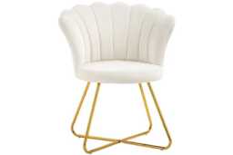 Velvet Accent Chair - Lotus Petal Scalloped Back, Steel Legs, 120kg Capacity - thumbnail 1
