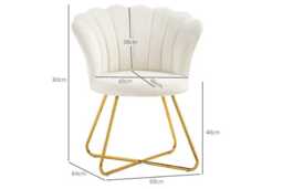 Velvet Accent Chair - Lotus Petal Scalloped Back, Steel Legs, 120kg Capacity - thumbnail 3