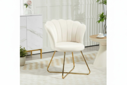 Velvet Accent Chair - Lotus Petal Scalloped Back, Steel Legs, 120kg Capacity - thumbnail 6