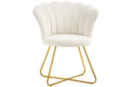 Velvet Accent Chair - Lotus Petal Scalloped Back, Steel Legs, 120kg Capacity - thumbnail 5