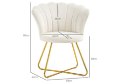 Velvet Accent Chair - Lotus Petal Scalloped Back, Steel Legs, 120kg Capacity - thumbnail 7