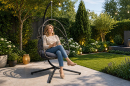 Hanging Egg Chair with Cushion & Adjustable Headrest - thumbnail 1