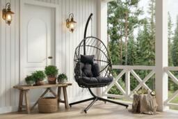 Hanging Egg Chair with Cushion & Adjustable Headrest - thumbnail 3