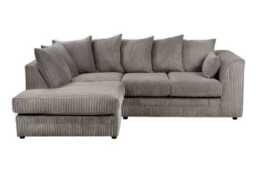 Dylan Grey Jumbo Cord Left Hand Corner Sofa - Fabric, Deep Seating, Modern 3-Seater - thumbnail 3