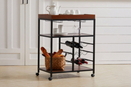 Rustic Wooden Mobile Serving Cart - thumbnail 4