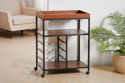 Rustic Wooden Mobile Serving Cart - thumbnail 7