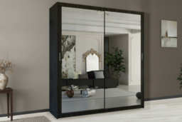 Contemporary MDF Mirrored Sliding Door Wardrobe - Adjustable Storage, Space-Saving, Double Door, 5 Sizes, 6 Colours - thumbnail 5