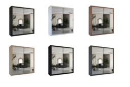 Contemporary MDF Mirrored Sliding Door Wardrobe - Adjustable Storage, Space-Saving, Double Door, 5 Sizes, 6 Colours - thumbnail 6