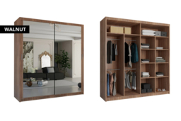 Contemporary MDF Mirrored Sliding Door Wardrobe - Adjustable Storage, Space-Saving, Double Door, 5 Sizes, 6 Colours - thumbnail 8