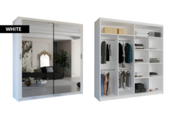 Contemporary MDF Mirrored Sliding Door Wardrobe - Adjustable Storage, Space-Saving, Double Door, 5 Sizes, 6 Colours - thumbnail 7