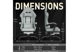 EcoFurnix Ergonomic Suede Office Chair with Massage Lumbar Support - Adjustable, Heavy-Duty, Light Blue - thumbnail 7