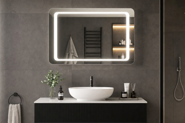 Wall-Mounted Anti-Fog LED Bathroom Mirror - image 1