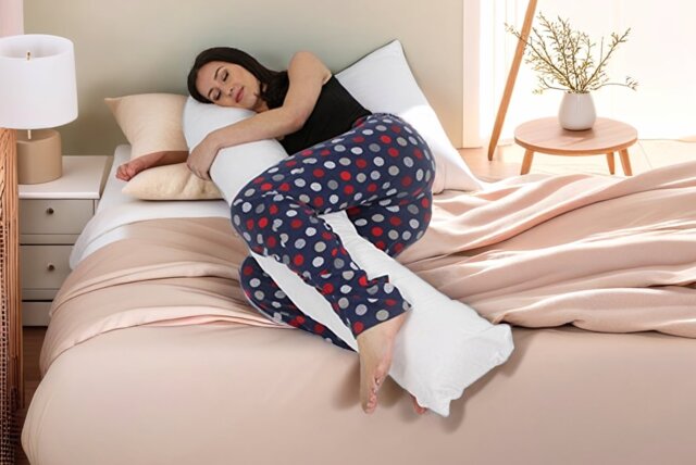 Large Orthopaedic L-Shaped Pregnancy Pillow - 5ft Hollowfibre Support with Optional Polycotton Pillowcase in 7 Colours - image 1