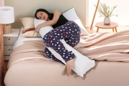 Large Orthopaedic L-Shaped Pregnancy Pillow - 5ft Hollowfibre Support with Optional Polycotton Pillowcase in 7 Colours - thumbnail 1