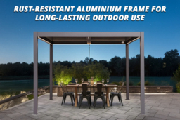 CLEARANCE! Berlin Aluminium Pergola with Optional Side Blinds - Adjustable Roof Slats & Integrated LED Lighting - thumbnail 4