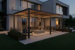 CLEARANCE! Berlin Aluminium Pergola with Optional Side Blinds - Adjustable Roof Slats & Integrated LED Lighting