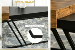 PRICE DROP! Rustic Brown Geometric Coffee Table Set - Industrial Steel & Wood, Space-Saving Living Room Furniture - thumbnail 7